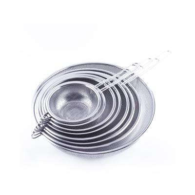 China Sustainable Deep Steel Strainer Colander With Long Handle Use For Vegetables And More Pasta Noodles Spaghetti for sale