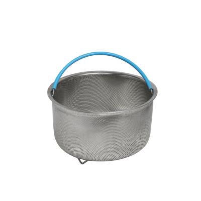 China Durable Sturdy Steamer Basket Stainless Steel Steamer Insert Accessories With Silicone Covered Handle Pot Accessories for sale