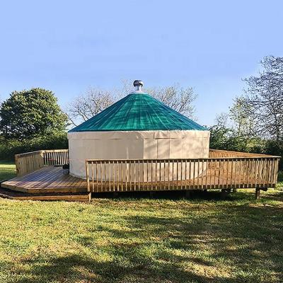 China Straight Bracing Type Luxury Outdoor Waterproof Canvas Pop Up Mongolian Yurt Tent for sale