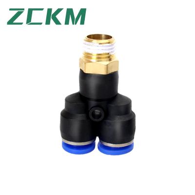 China Material of Construction Shops PX Pneumatic Fitting Tee 4mm-12mm OD Hose Y-Tube M5 Quick Connector 1/8