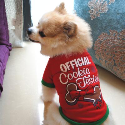 China Fashion Dog Puppy Clothes Red Print Cat Dog Clothes Pet Christmas Style Clothing Christmas T-shirt Clothing Accessories for sale