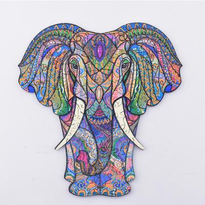 China 100% Eco-friendly High Quality Wooden A4 Puzzles For Adults Wooden Elephant Shaped Unique Shaped Jigsaw Puzzles for sale