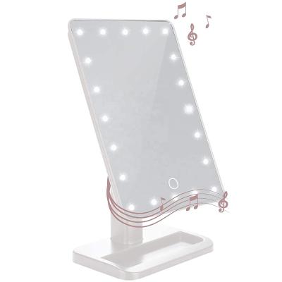 China Adjustable AirPlay Makers LED Desktop Mirror Makeup with Audio for sale