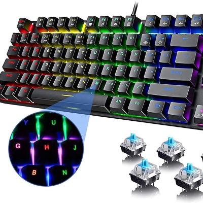 China Mechanical Internet Keys Gaming Keyboard Compact Keys RGB Backlit Floating With Multimedia Keys And With Number Key for sale