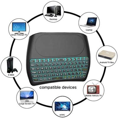 China Anti-ghosting Custom Design Mini Wireless Keyboard with Touchpad, Colorful Backlit Small Handheld Remote Keyboard for sale