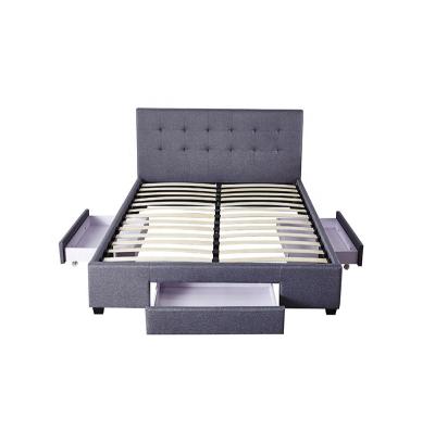 China Storage Bedroom Furniture Upholstery King Fabric Bed With Drawers for sale