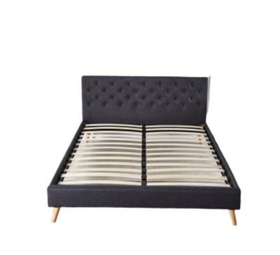 China Tufted 2019 hot sale tufted dots shape gray headboard sleigh fabric bed frame with wooden legs for bedroom furniture for sale