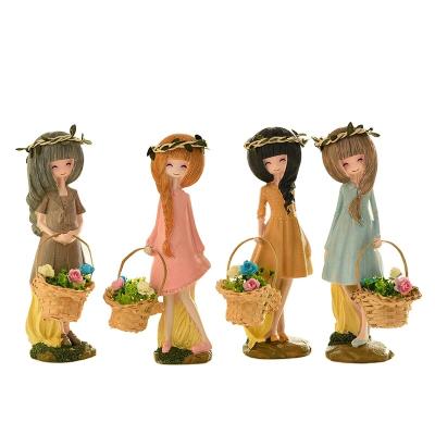 China Creative Europe Resin Flower Girl Ornament Kawaii Home Table Decoration Girls Anime Figures for sale