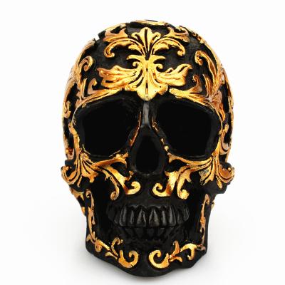 China Fashion European Europe And America Gold Trumpet Skull Model Ornaments Personality Home Resin Hullk Halloween Gifts for sale