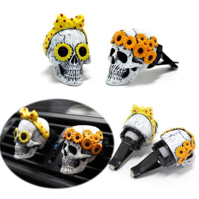 China Europe Car Creative Air Vent Mini Simulation Skull Resin Sculpture for sale