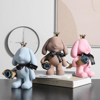 China Europe Lovely Pink Resin Craft Desktop Animal Ornaments For Home Decor Accessories for sale