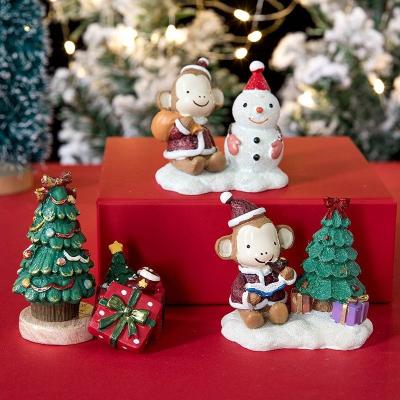 China Europe Resin Christmas Tree Decoration Small Desktop Ornaments Gifts Miniature Crafts Resin Kits for sale