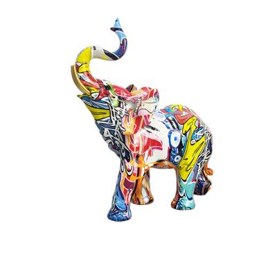 China Europe Simple Graffiti Colorful Elephant Resin Ornaments Living Room Porch Home Office Opens Decoration for sale