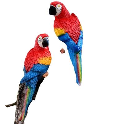 China Garden Europe Resin Parrot DIY Animal Sculpture Of Tree Wall Mounted Outdoor Decoration Statue For Home Office Garden Decor Ornament for sale