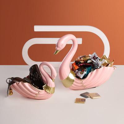 China Nordic creative light luxury key storage Europe porch decoration arts and crafts modern swan resin home crafts for sale