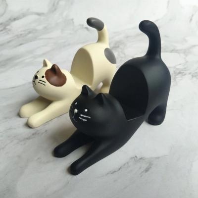 China Europe Resin Cat Mobile Phone Holder Desktop Decoration Resin Opens Creative Gifts Resin Cat Mobile Phone Holder for sale