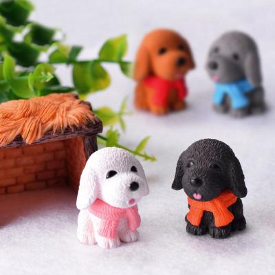 China Creative Europe Ornaments Micro-landscape Resin Open Scarf Puppy Fleshy Bonsai Resin Crafts Decorative Cute Desktop Sculpture for sale