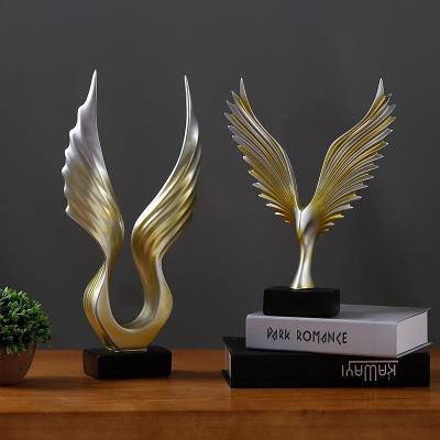 China Europe Living Room Abstraction Wings Resin Sculpture Angel Wings Resin Crafts Angels Figurine Creative Resin Craft for sale