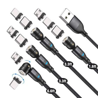 China OEM Speed ​​Data Nylon Braided Sync Magnetic Fast Charging Cable Portable 3 in 1 Cable 360 ​​& 180 Rotation Magnetic USB Charging Fast Charging Cable for sale