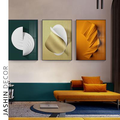 China Modern Simple Modern Aluminum Alloy Gold Artwork Wall Painting Living Room Dining Room Decorative Painting for sale