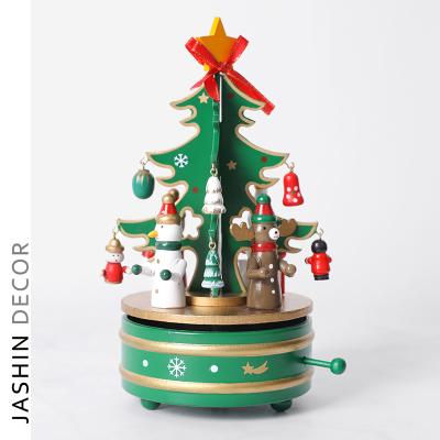 China Eco-friendly Christmas Supplies Wooden Rotating Music Bell Christmas Gift Creative Christmas Tree Ornaments for sale