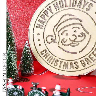 China New Eco-friendly LED Christmas Ornaments Luminous Old Man Wooden Head Disc Ornaments Christmas Ornaments for sale