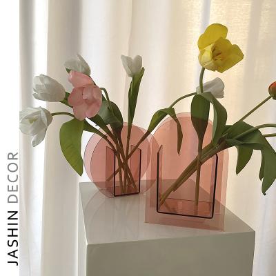 China Nordic Minimalist Colorful Decor Art Vase Creative Acrylic Crystal Vase Home Desktop Flower Arrangement Vases for sale