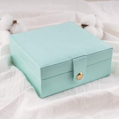 China Blue Color PU Leather Jewelry Ring Earring Necklace Bracelets & Bangles Storage Box for sale