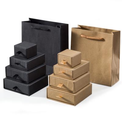 China Wholesale Jewelry Box Paper Drawer Shape Black And Color Kraft Paper for sale