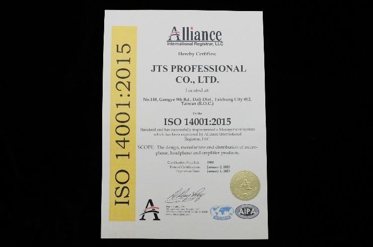 ISO14001 - JTS PROFESSIONAL CO., LTD.