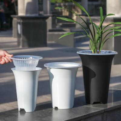 China Modern Chinese Root Double Layer Orchid Flower Meshpot Garden Planter Air Motion Control Pot in 15cm for sale