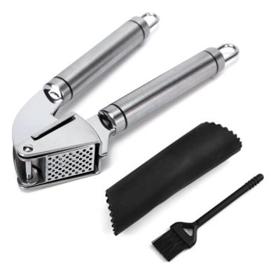 China Workable Stainless Steel Grill Garlic Press and Peeler Set for sale