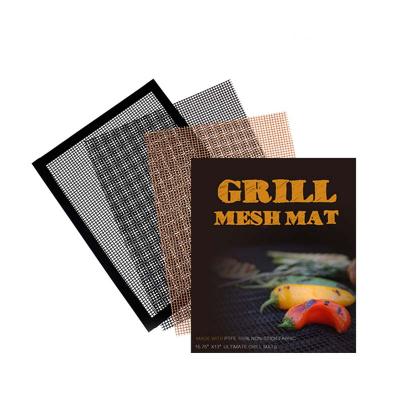 China Easily Cleaned Hot 4PCS Set Reusable PTFE Heat Resistance Cooking BBQ Non Stick BBQ Grill Grates Wire Mesh Mat for sale