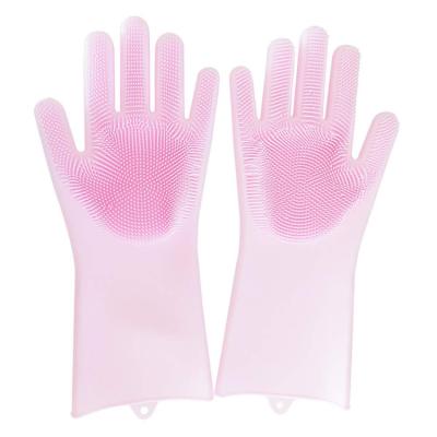 China Dish Washing Waterproof Reusable Dish Washing Sponge Kitchen Dish Rubbing Gloves With Scrubber for sale