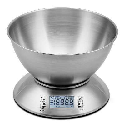 China With Scale Tray Stainless Steel Kitchen Food Digital Scale With Bowl for sale