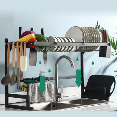 China Sustainable Adjustable Over Sink Stainless Steel Dish Drying Kitchen Rack for sale