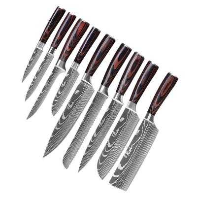 China Sustainable High Grade Handmade Forged Meat Slicing 8 Inch Sharp Damascus Chef Kitchen Knife for sale