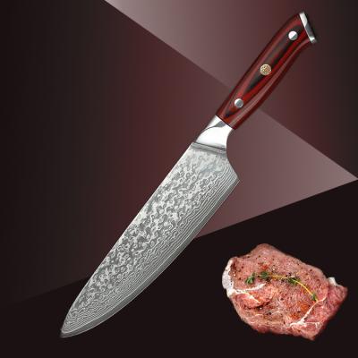 China Custom VG10 Logo Custom VG10 67 Layers Chef Knife Damascus Steel Chef Knife Super Durable Edge Retention for sale