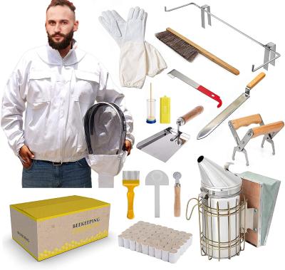 China Farms Wholesale Beekeeping Tools Supplies Starter Kit Bee Queen Smoker Brush Kit Gloves Beekeeper Hive Tools Beekeeping Equipment for sale