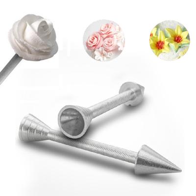 China Aluminum Alloy Pastry Spout Ice Cream Flowers Making Tools Piping Sprinklers Cone Holder Rose Sticks Aluminum Alloy Cake Baking Decorating for sale