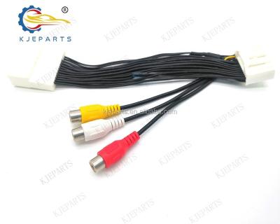 China Automotive 28 Pin Male Connector To Female Wire Harness With Three RCA Plug For Toyota Audio Video System for sale