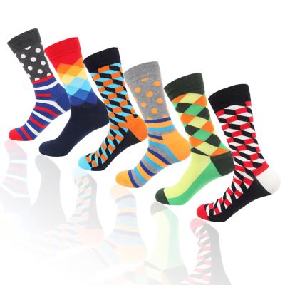 China Sweat-absorbent custom design fashion cotton printed crew outdoor man sports happy socks for men for sale