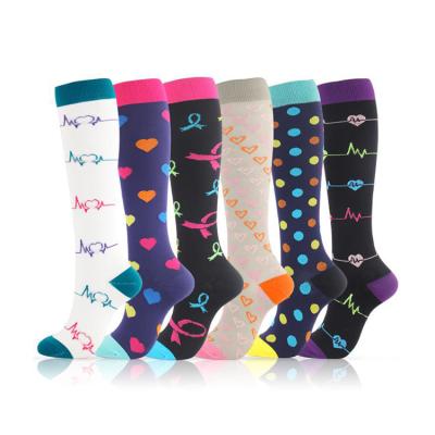 China Custom Embroidery QUICK DRY Jacquard LOGO Unisex Breathable Running Knee High Compression Socks Sport for sale