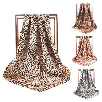 China Women 2021 Custom Made Liberty Silk Headband Twill Bag Square Scarves Polyester Chiffon Satin Leopard Scarf for sale