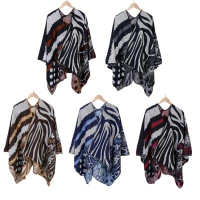 China Classic Hot Sale Color Combination Bars Jacquard Faux Wool Thermal Acrylic Shawl Ponchos Scarf Designer Long For Adults for sale