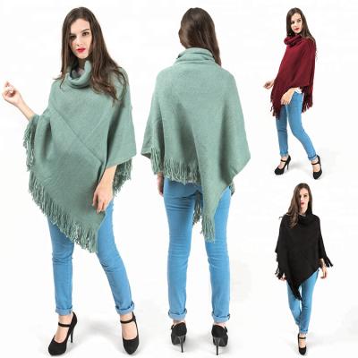 China 2021 Wholesale 2021 American European Hot Sale Designer Custom Fashion Blanket Knitting Poncho Shawl Women Warm Winter Tassel Scarf for sale