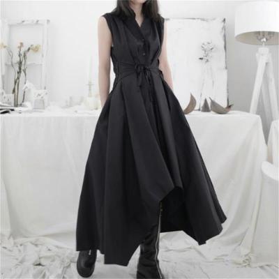 China Small Design Breathable Ribbon Ultra Dark Irregular Ribbon Long Shirt Skirt Woman Summer for sale