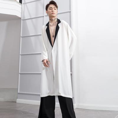 China The new breathable men's summer length and spring summer wear men's length and wear the ditch lapel fashion performance medium casual personality breathable dark white street for sale