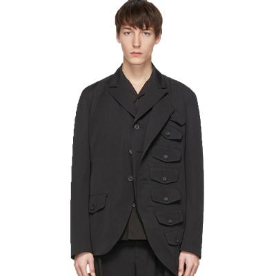 China Slim Single Breasted Men's Asymmetrical Casual Suit Dance Long Sleeve Coat Suit Trend Breathable Multi Irregular Pocket Slit for sale