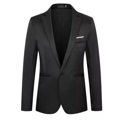 China Black Thin Anti-Wrinkle Fashion Jacket Simple Men's Solid Color Suit Jacket Long Sheath Slim Casual Single Button Suit Men for sale